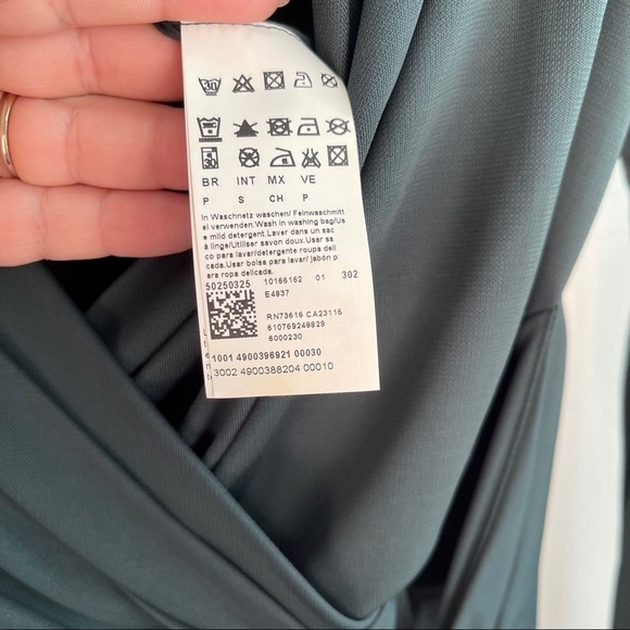 Hugo Boss Forrest Green Faux Wrap Dress - Picture 7 of 10